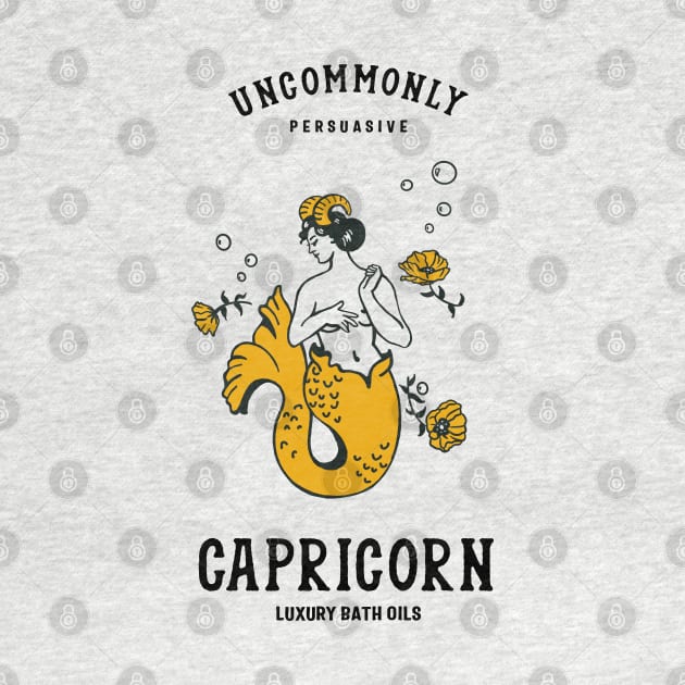 "Capricorn Luxury Bath Oils: Uncommonly Persuasive" Cool Zodiac Art by The Whiskey Ginger